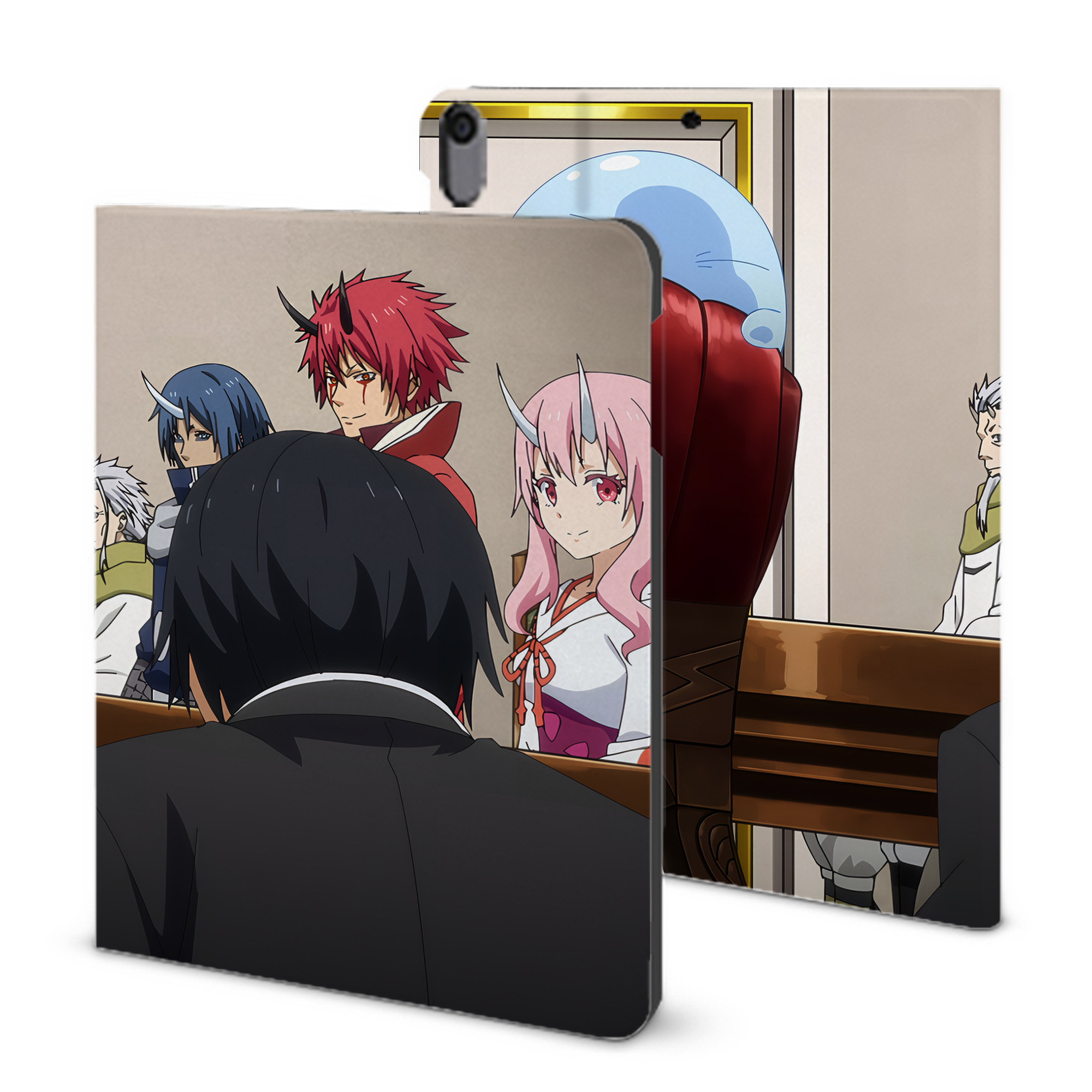 （画像用） 転スラ Regarding Reincarnated to Slime IPad ケース ブック型 PUレザー TPU 耐衝撃 軽量 薄型 ペン収納なし 全面保護 IPad 各モデル対応